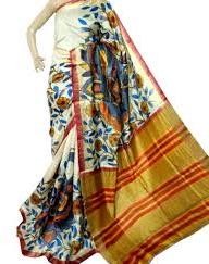 Printed Border Bengal Silk Sarees