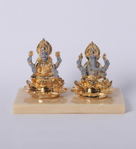 Terracotta Laxmi Ganesh Statue, Color : Gold Plated