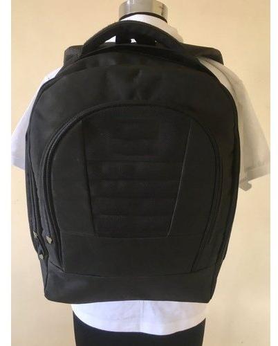 Plain Polyester Shoulder Backpack, Color : Black