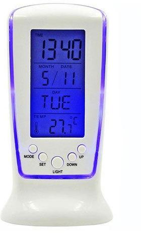 Digital Alarm Clock, Color : Blue White