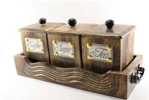Wooden Coffee Container Set, Shape Square at Rs 400 / Piece in