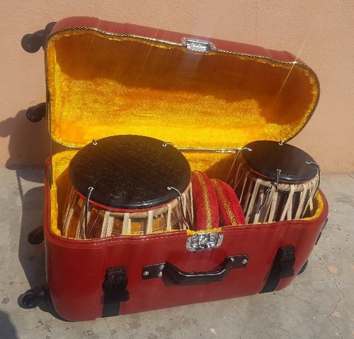 MIRAJ MUSICAL Wood Tabla Fiberglass Case, Color : Multi Color