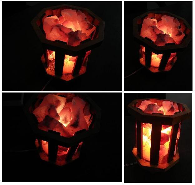 Round Wooden Himalayan Salt Lamp, for Home Decoration, Style : Antique