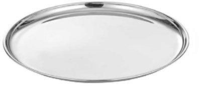 Round Stainless Steel Serving Plate, for Home, Color : Silver