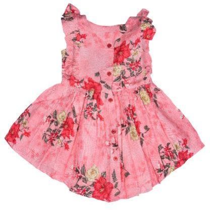Kidz Cry Printed Cotton Rayon Frock, Occasion : Daily Wear