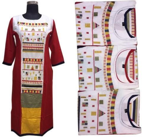 3/4th Sleeve Designer Printed Kurti, Size : 40, 42, 44, 46, 48, 50
