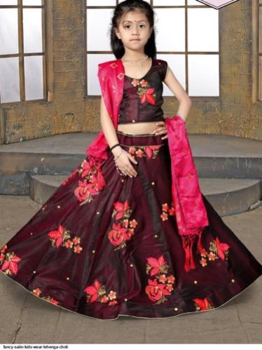 Silk Kids Lehenga Choli, Embroidery Type : Machine