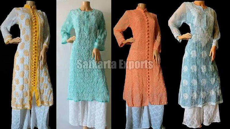 ladies chikan suits designs