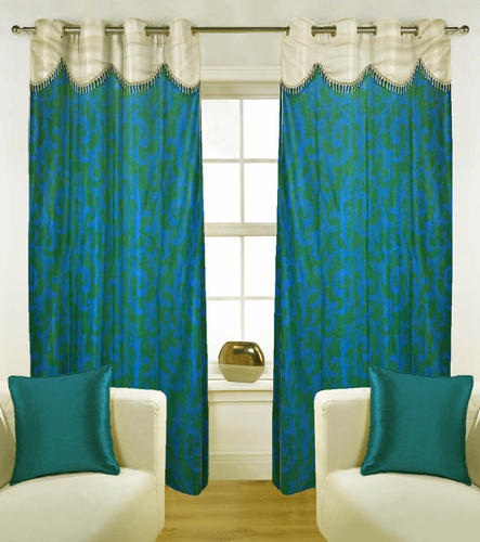 Lace Door Curtain, Color : Blue-cream