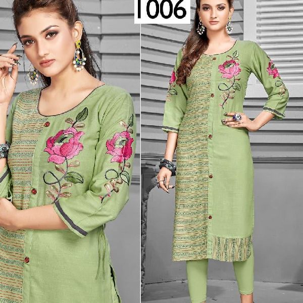 Printed Rayon Embroidery Kurti, Occasion : Party Wear