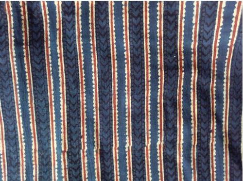 Ajrakh Stripe Print Cotton Fabric