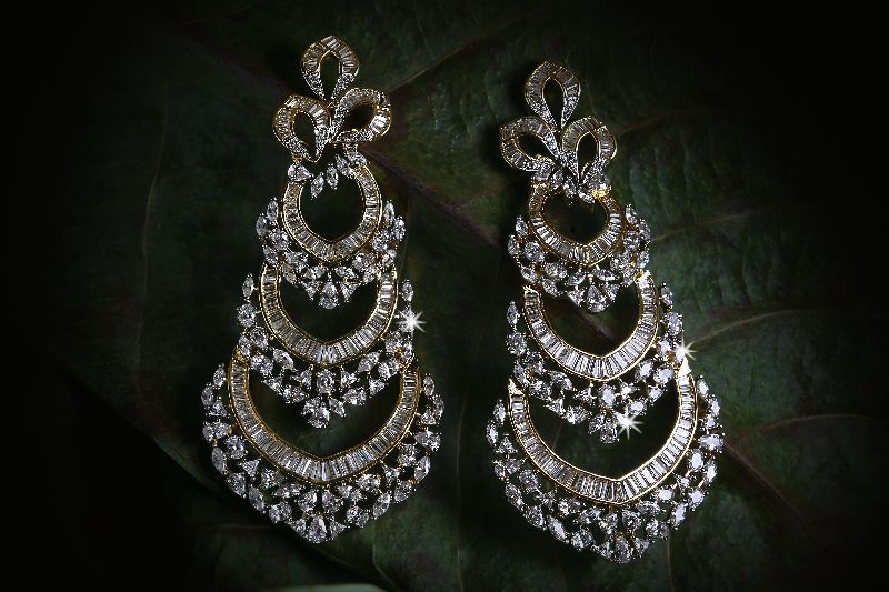Rhodium Polish American Diamond Earrings  Glamssin