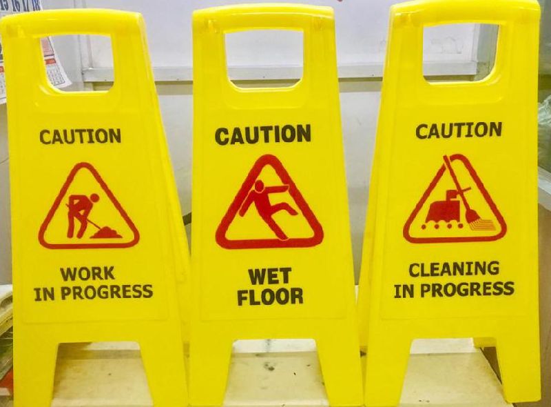 Rectengular Acrylic Wet Floor Sign Board, for Direction, Safety Signage, Size : Multisizes
