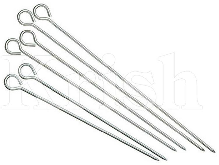 Polished Stainless Steel Round Skewer, Color : Silver