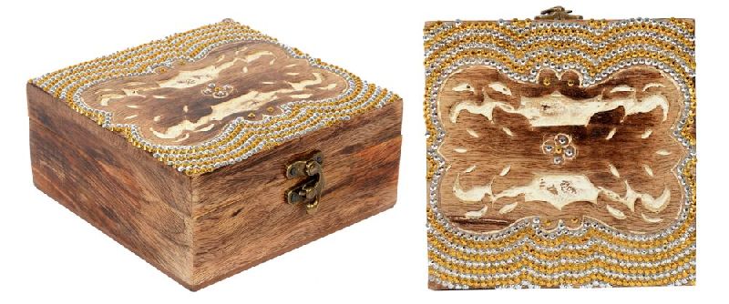 BC -20115 Fancy Wooden Box, Size : 6x6x2.75 Inches