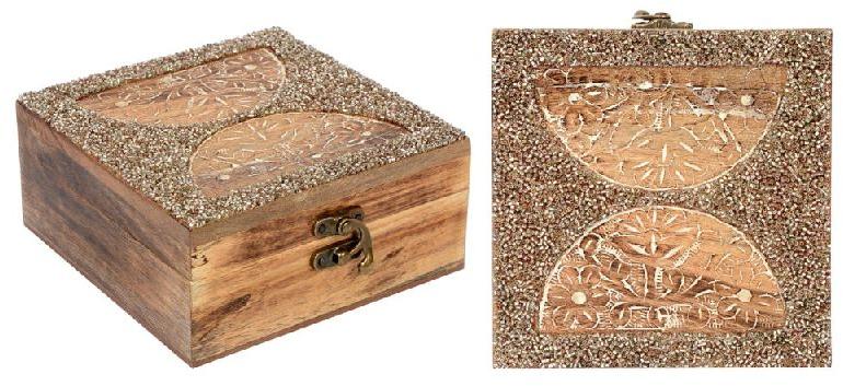 BC -20116 Fancy Wooden Box, Size : 6x6x2.75 Inches