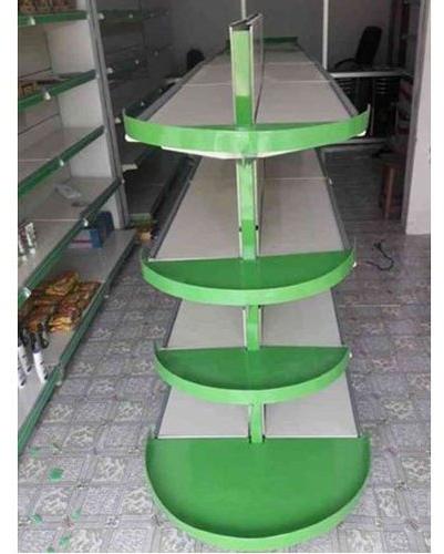 Mild Steel Four Tier Storage Rack, Color : White Green