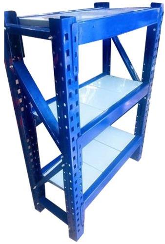 Mild Steel Storage Rack, Color : Blue White