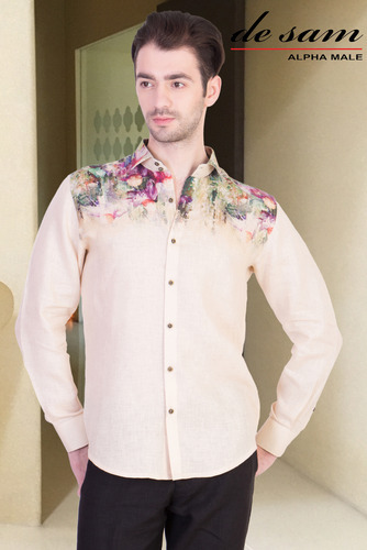 Mens Printed Linen Shirt, for Striking look, stylish cool, Beautiful designs, Perfect finish