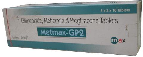 Metmax-GP2 Metmax GP2 Tablets, Composition : Glimepiride, Metformin Pioglitazone