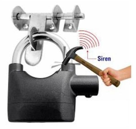 Brass Siren Alarm Lock, for Household, Color : Black