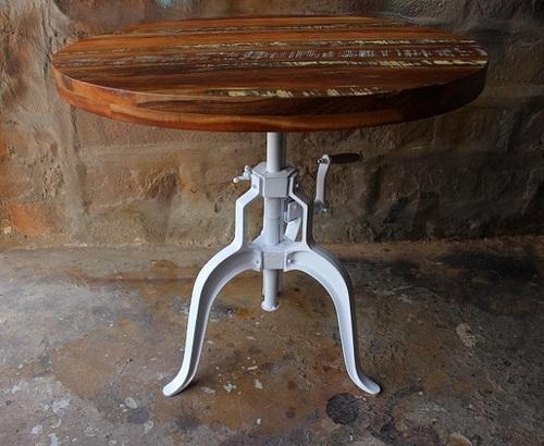 Mango Wood Crank Table, Shape : Round