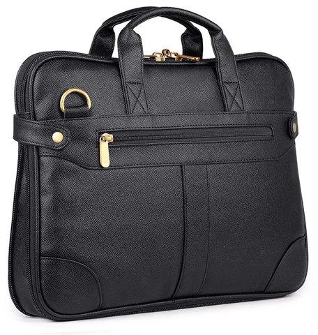 Leather Laptop Briefcase Bags, Color : Black