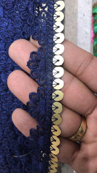 Blue Designer Lace Fabric at Rs 100/meter, Lace Fabric in Surat