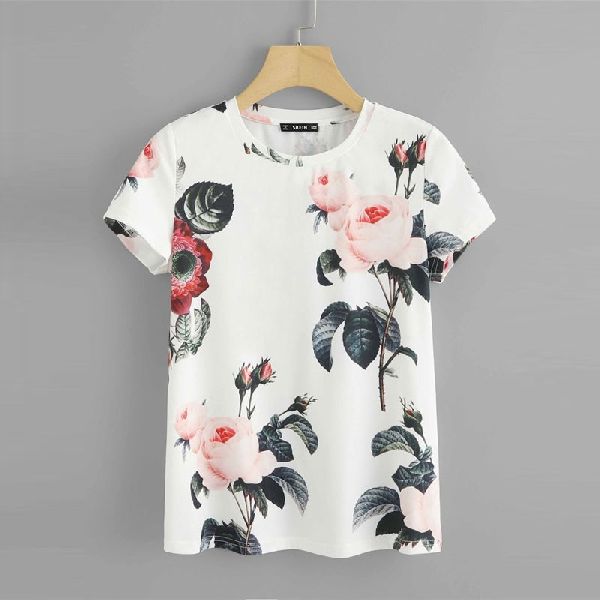 Printed Ladies Casual T-Shirt, Size : M, XL