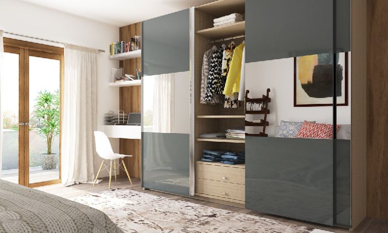Polished Plain Wooden Modular Wardrobe, for Home Use