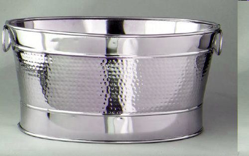 Round Polished Steel Party Tub, Color : Silver