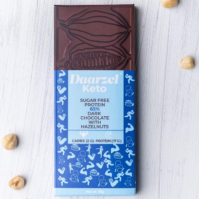 Daarzel Keto 65% Sugar Free Dark Chocolate with Hazelnuts