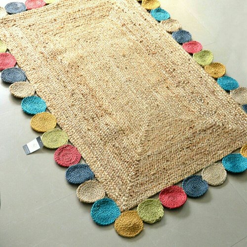 Rectangular Jute Chindi Rug, for Home, Hotel, Office, Size : Standard