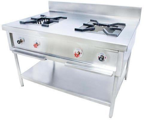 Stainless Steel Double Burner Cooking Range