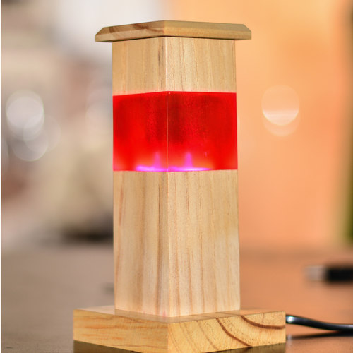 Wooden Resin Lamp Fire Red, Packaging Type : Carton