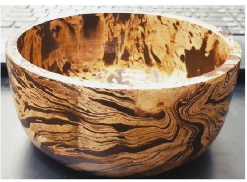 Wooden Textured Bowl 8In