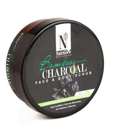 NutriGlow Naturals Bamboo Charcoal Face &amp; Body Scrub 200gm