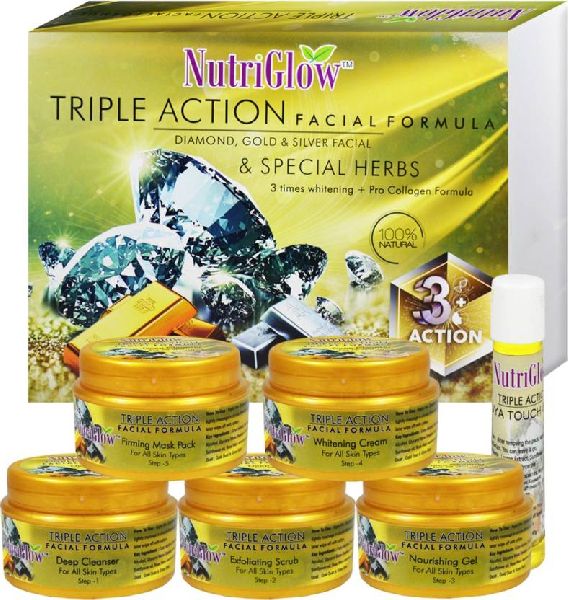NutriGlow Triple Action Facial Kit, Packaging Type : Plastic Box