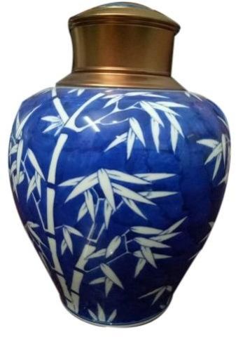 Ceramic Pottery Jar, Color Blue, White Alongda India Private