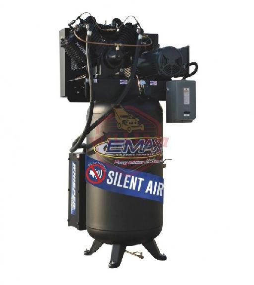 EMAX Industrial Silent Air 10 HP, 2-Stage, 80-Gallon Vertical Air Compressor - 230 Volt, 1-Phase
