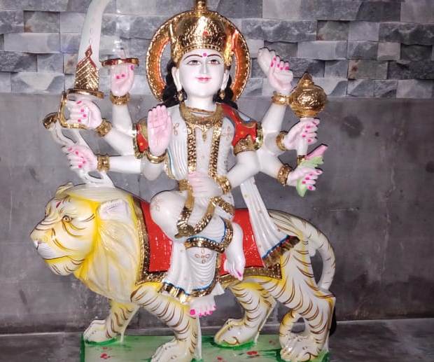 Durga Maa Marble Murti, for Home, Hotel, House, Religious, Shop, Temple, Size : 1ft, 2ft, 3ft