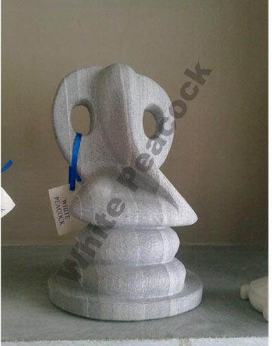 White Peacock Marble Ganesha Statue, Color : Grey