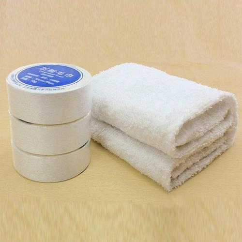 White Plain Compressed Towel, Size : 22x24 cm