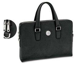 Black Leather Laptop Bags, Pattern : Plain