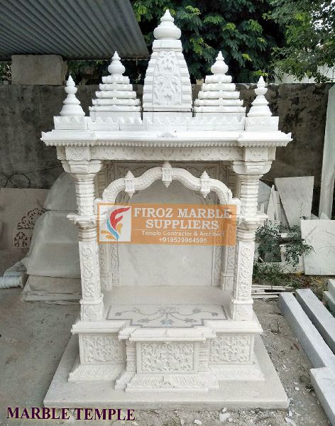 Carved White Marble Mandir