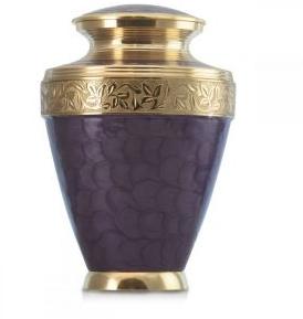 Standard Polished Brass Urn Purple Enamel, for funeral, Style : Modern