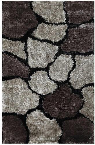 Rugsville Rectangle Polyester Handmade Shaggy Rug, Color : Gray