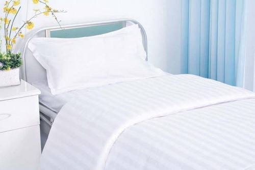 100% cotton satin stripe hotel bed sheet, Color : white