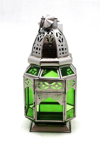  Colourful Glass Lantern, Size : 12.50x 12.50 x 27.50 cm