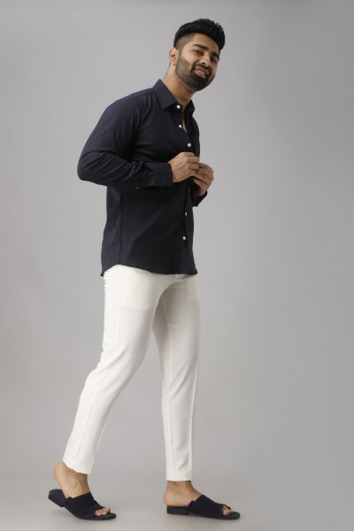 Navy Blue Slim Fit Shirt, Size : XL